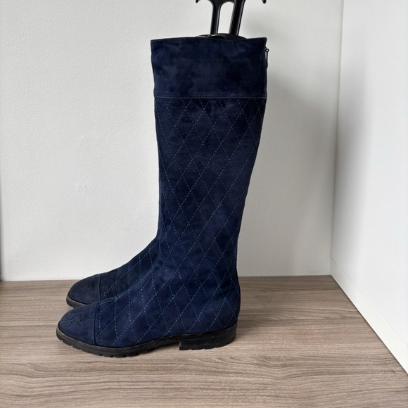 Gianni Versace Boots Suede Blue *VINTAGE* Sz 35 / 5US Women's Authentic❤️ - Picture 1 of 11